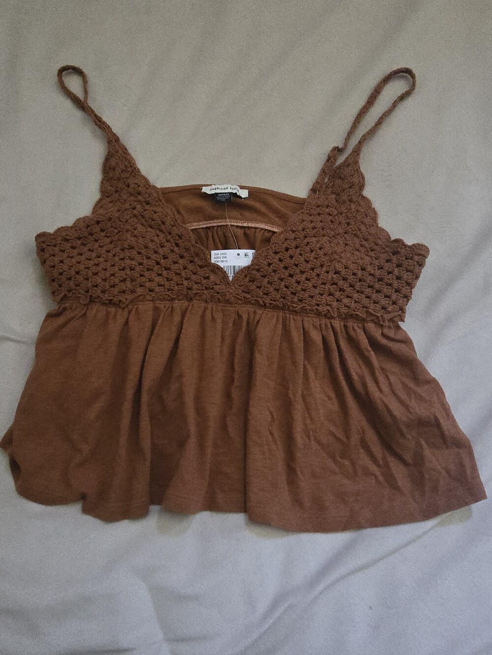 Brown Crochet-Top Camisole Women’s Tank - Brand: American Eagle Outfitters